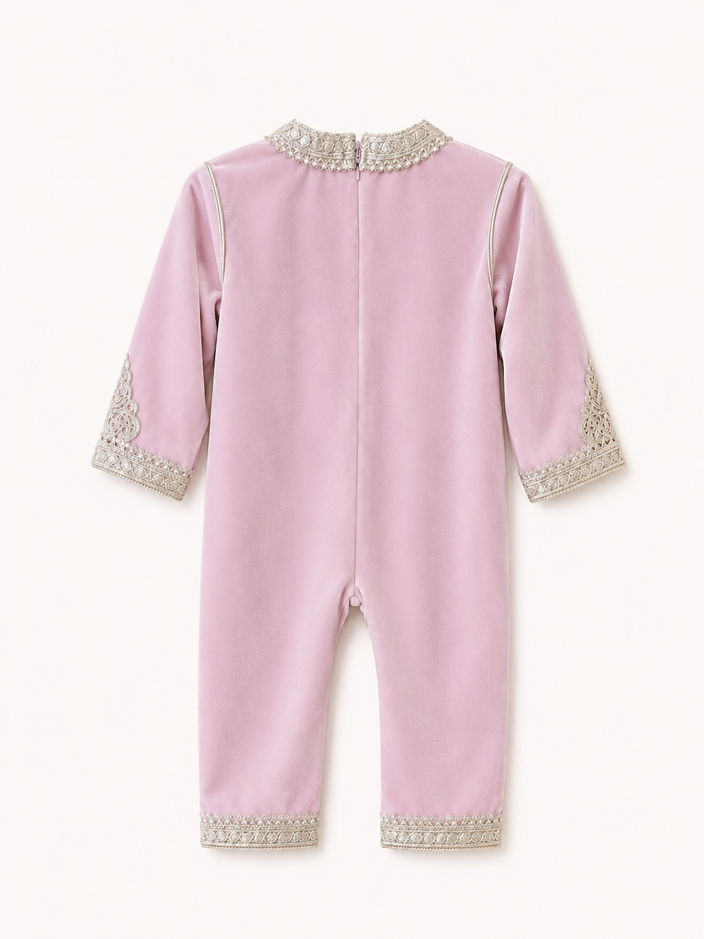 Grenouillère Caftan Rose claire en velours.