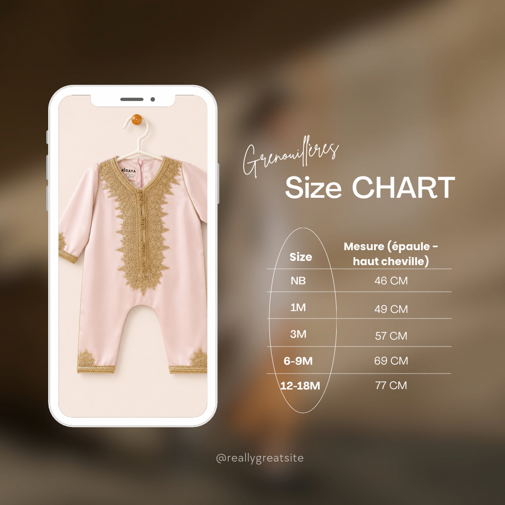 Grenouillères Caftan en satin italien - Rose brodé en doré