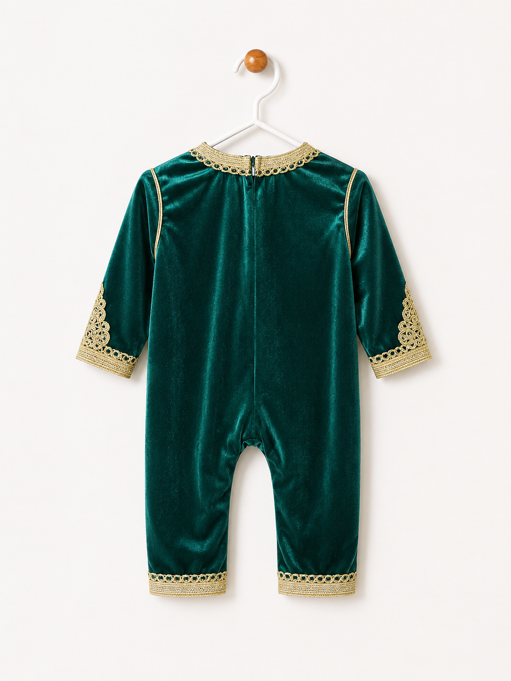 Grenouillère Caftan vert émeraude en Velours.