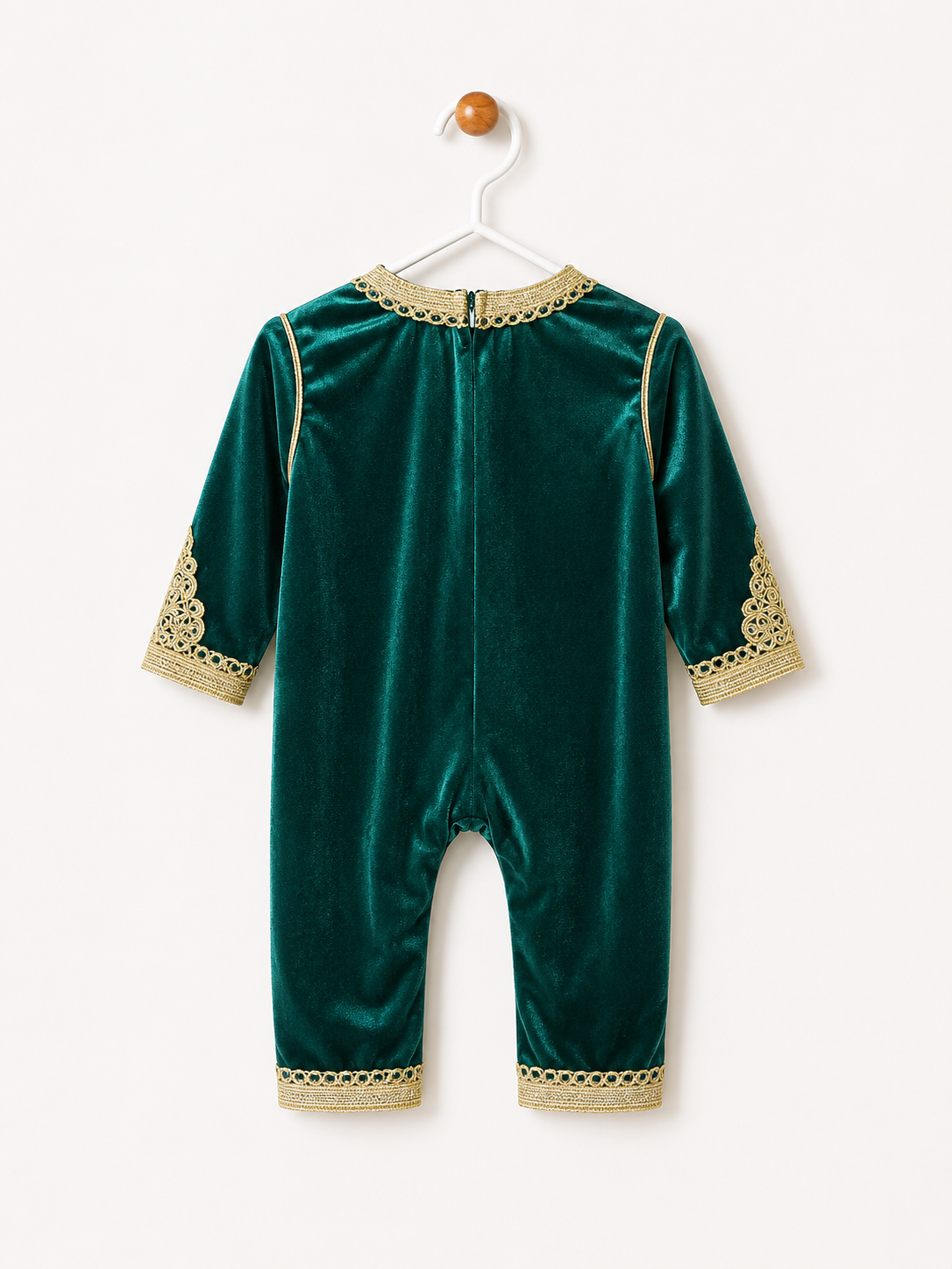 Grenouillère Caftan vert émeraude en Velours.
