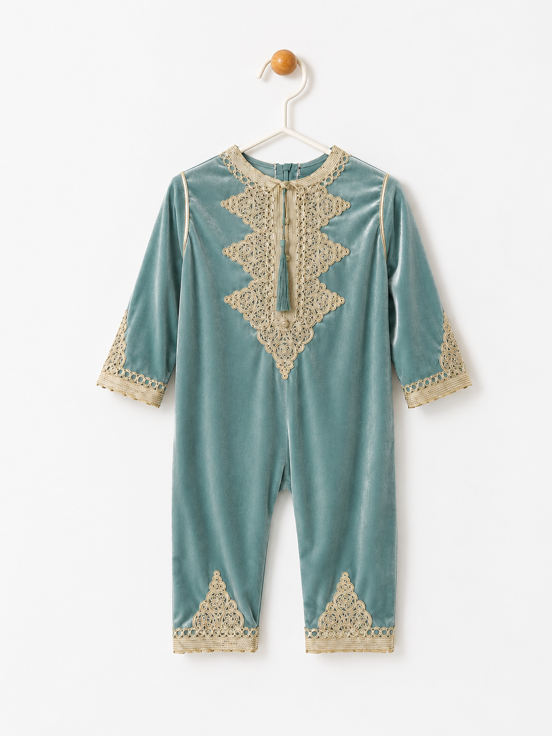 Grenouillère Caftan Vert Sauge Velours.