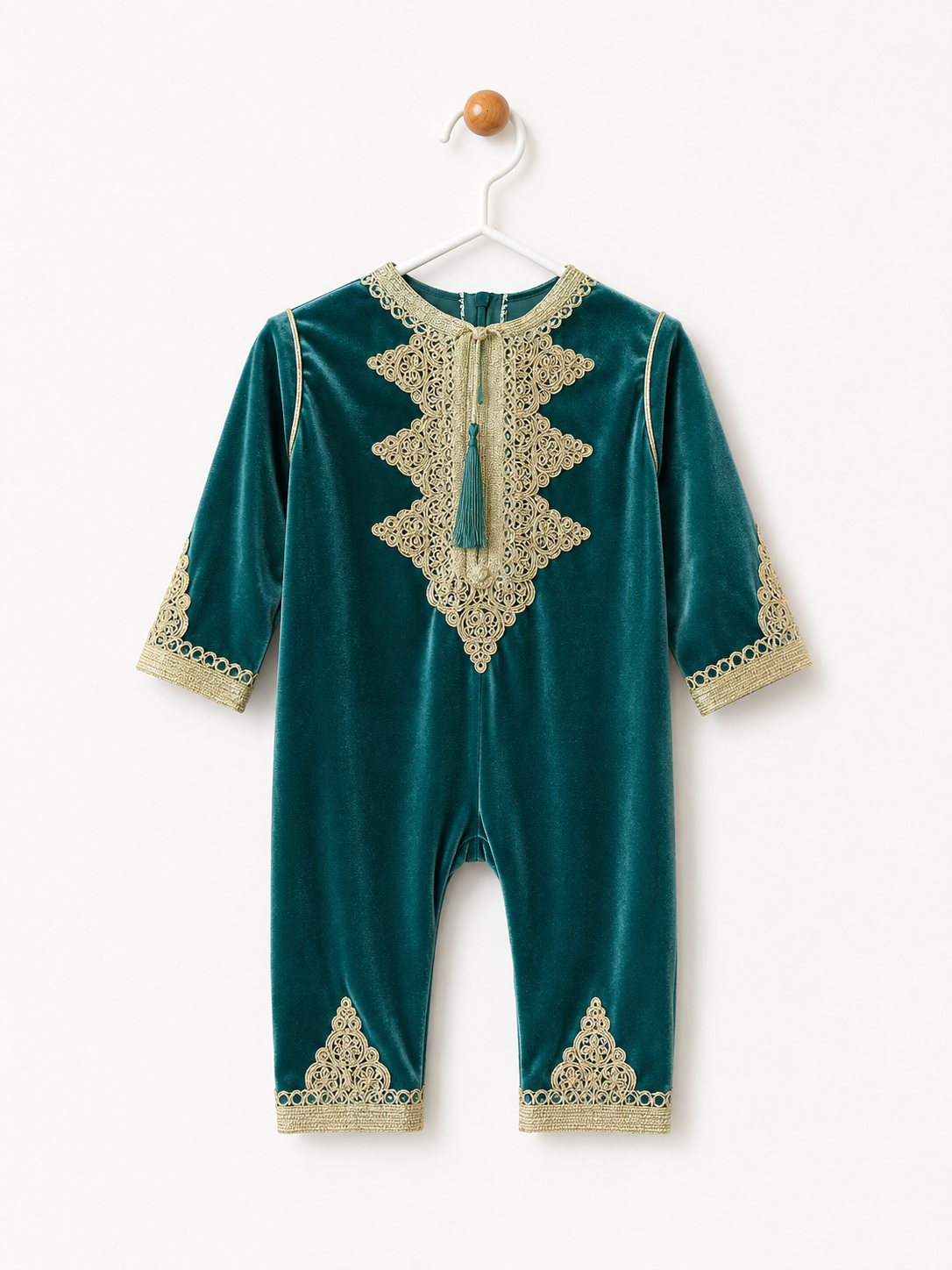 Grenouillère Caftan vert émeraude en Velours.