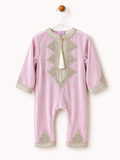 Grenouillère Caftan Rose claire en velours.