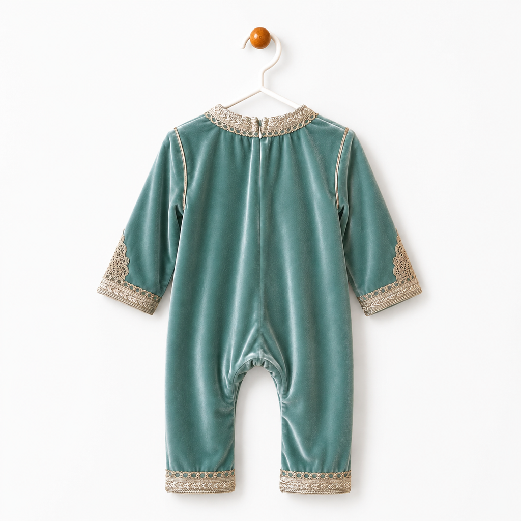 Grenouillère Caftan Vert Sauge Velours.