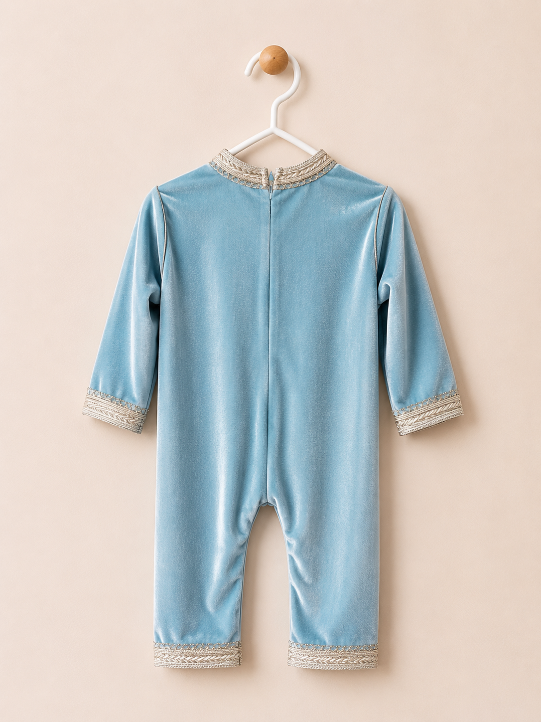 Grenouillères Caftan Bleu Ciel Velours.